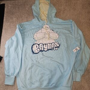 Disney Big Hero 6 BAYMAX Graffiti-Style Light Blue Hoodie Size Large